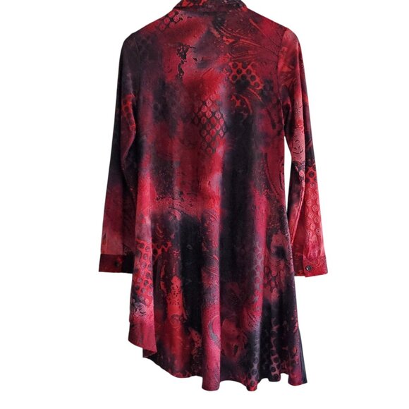 Asymmetric Long Sleeved. Button Down Mix Media Blouse Size Small - Picture 2 of 7